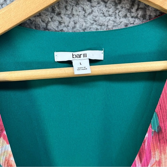 Bar 3 Floral Maxi Wrap Dress Ruffled Short Sleeve Flowy Wedding Sz Large - Picture 3 of 10